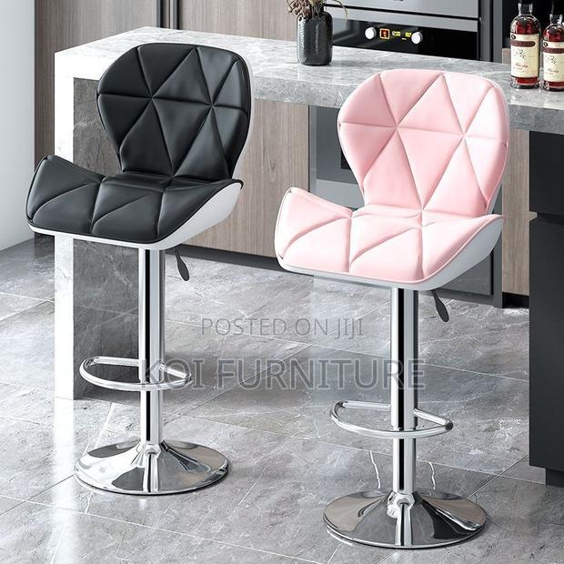 Barstool; Black Leather Swivel Ergonomic Barstool - thumbnail 2