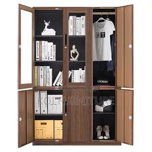 Office Cabinet; Home Office Storage Cabinet With Three Doors in Glass