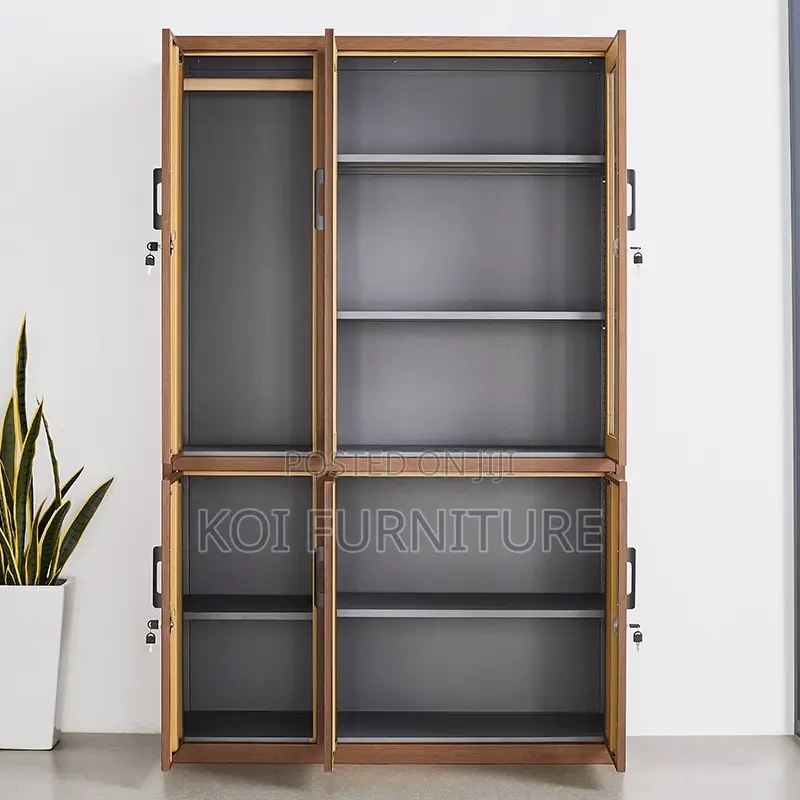 Office Cabinet; Home Office Storage Cabinet With Three Doors in Glass