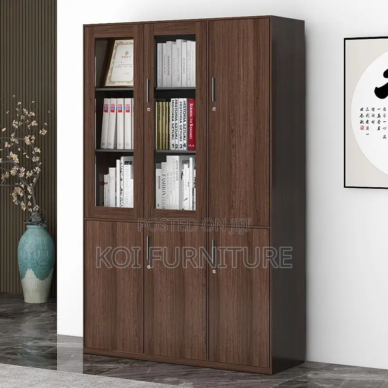 Office Cabinet; Home Office Storage Cabinet With Three Doors in Glass
