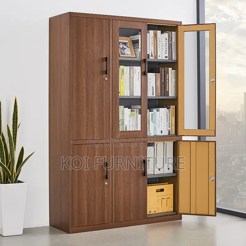 Office Cabinet; Home Office Storage Cabinet With Three Doors in Glass