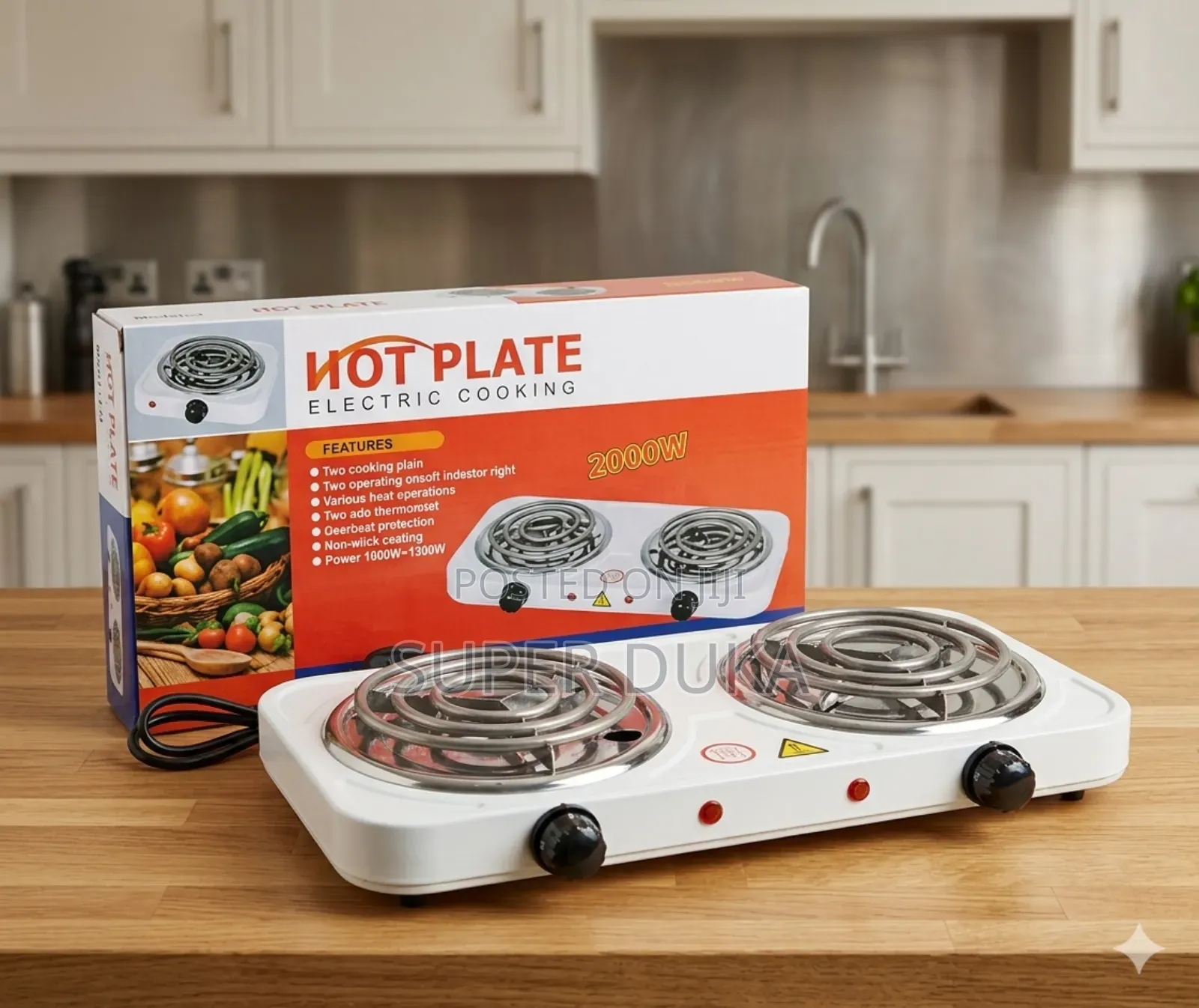Double Burner Electric Hot Plate, 2000w Portable Table Top Cooker.
