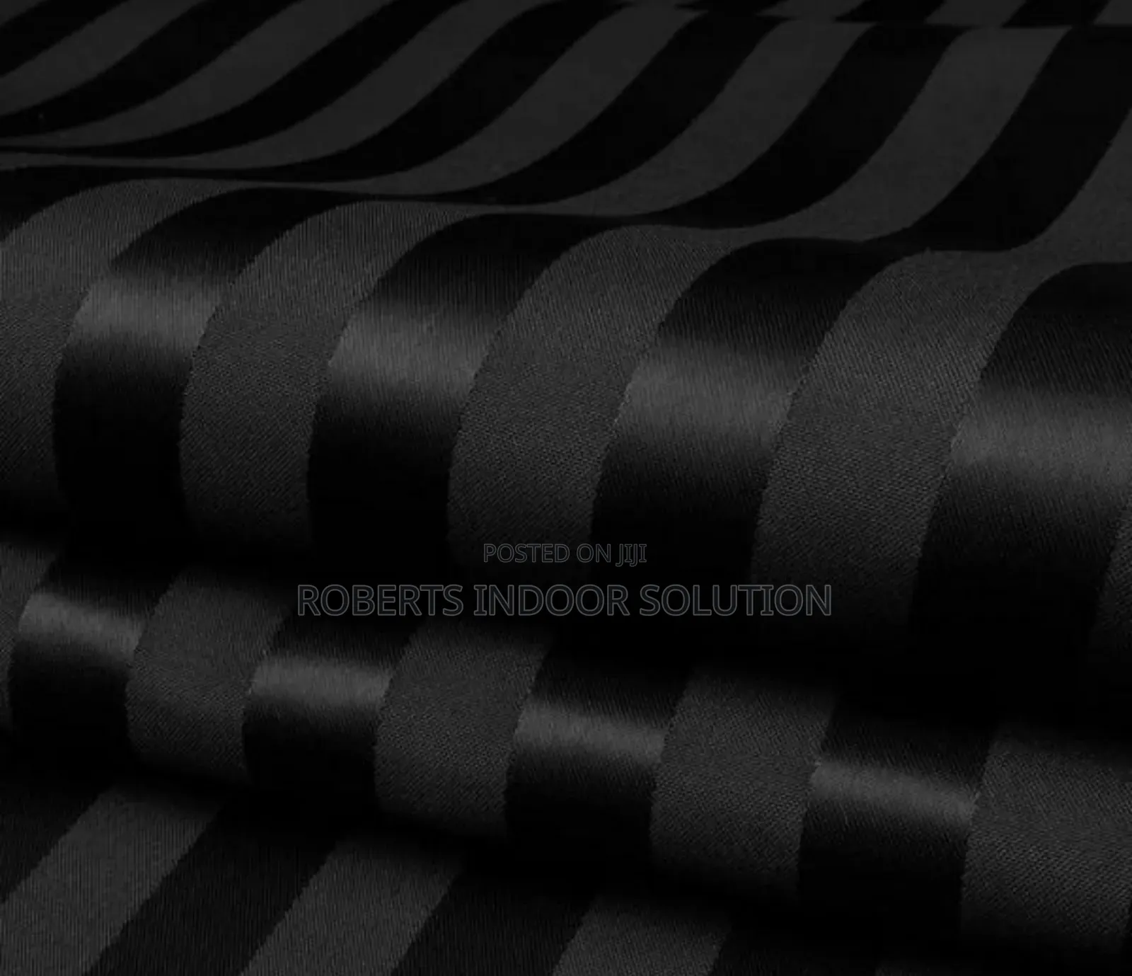 Black Striped Polyester Shower Curtain