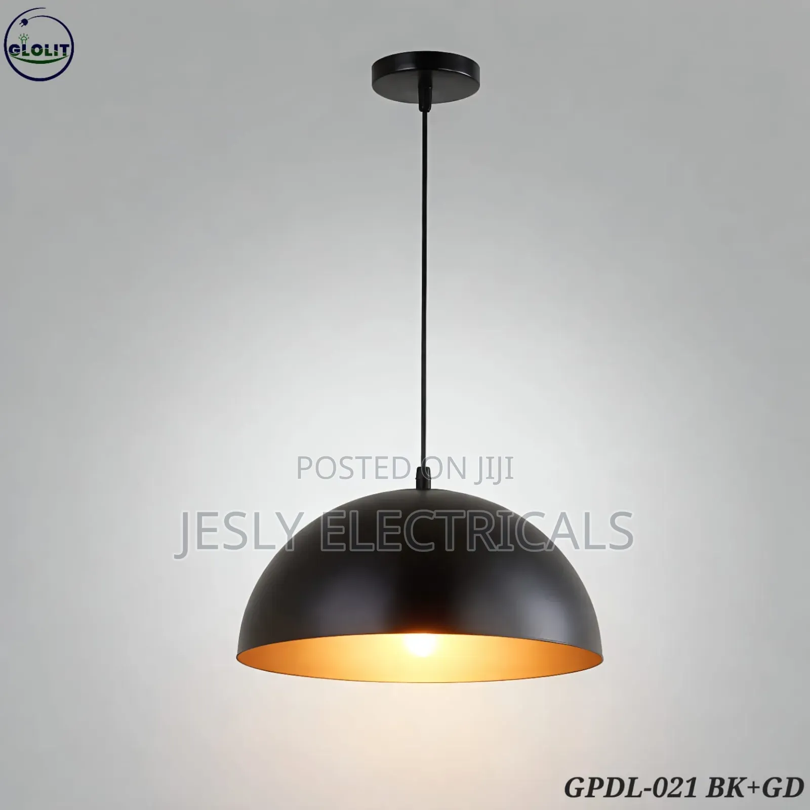 Glolit Dome Shade Pendant Light With Gold Interior