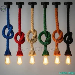 Rustic Industrial Style Hemp Rope Light Fixture