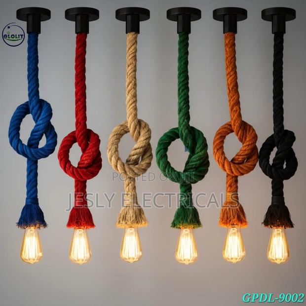 Rustic Industrial Style Hemp Rope Light Fixture