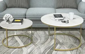 Coffee Table; Round Double Marble Coffee Table for Living Room Offices