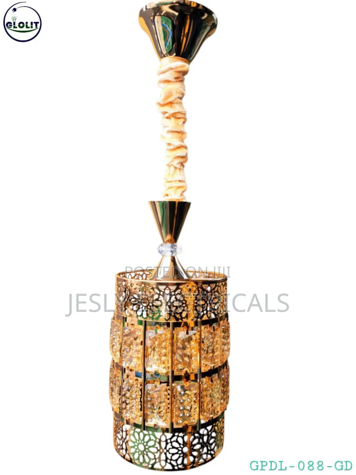 Black and Gold Finished Cylindrical Pendant Light