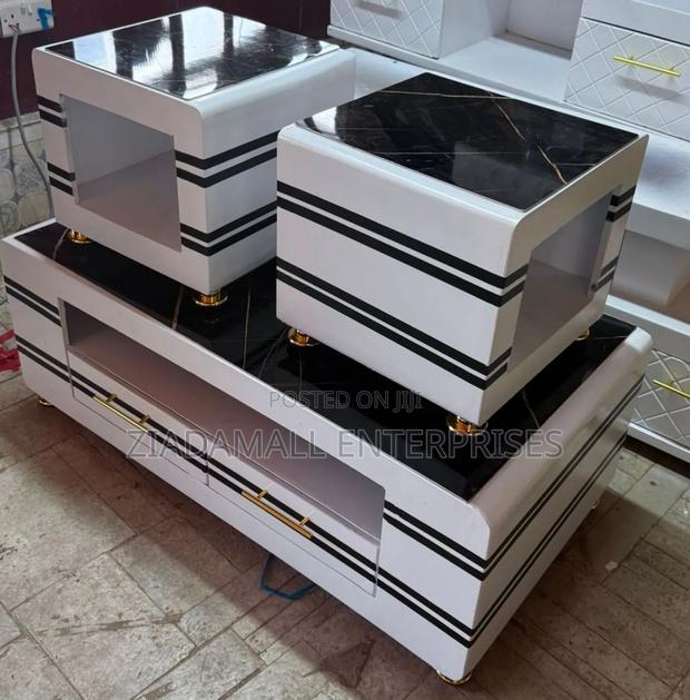 Coffee Table Coffee Table With Glass/Marble Top 2 Stools