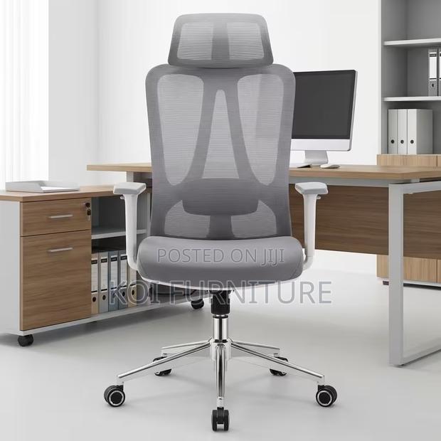 Office Chairs; High Back Classic Ergonomic Made White Office Seat - thumbnail 5