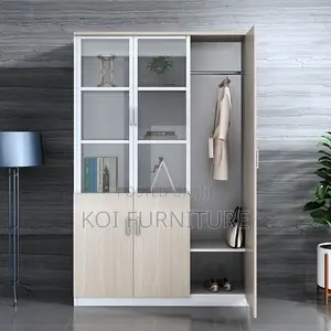 Office Cabinet; Wooden Storage Cabinet With 3 Lockable Doors