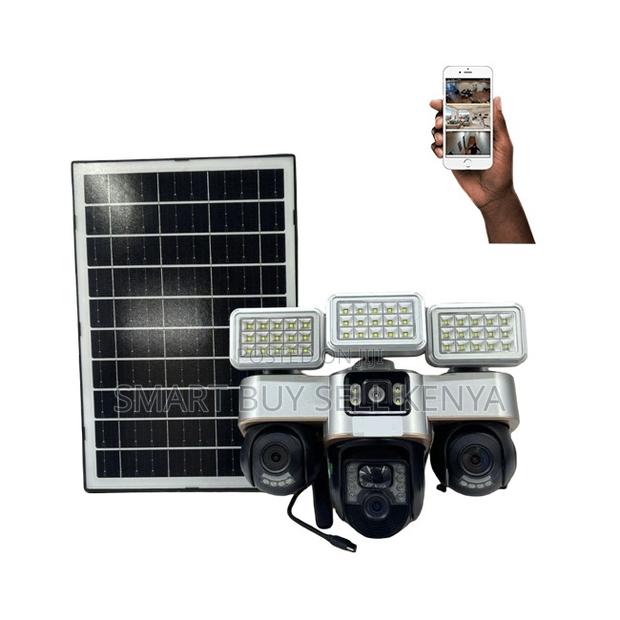 Smart Security 30mp 4g Triple Lens Solar Camera With Solar Flood Light