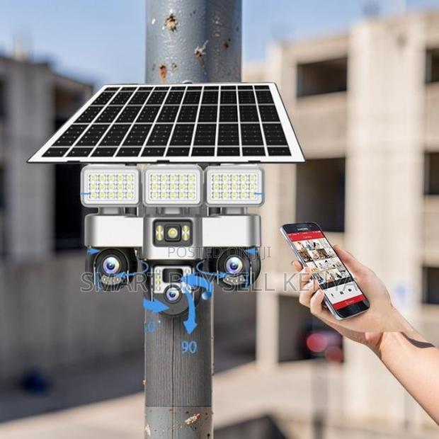 Remote Access 30mp 4g Triple Lens Solar Camera With Solar Flood Lights