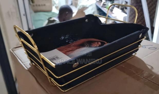 *Gold Frame Black Cloth Bread Basket Storage Set