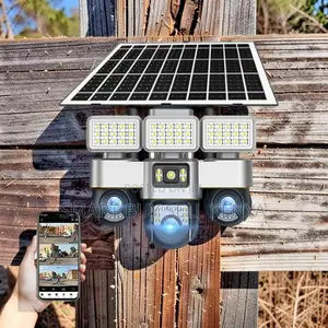 Real-Time Alerts 30mp 4g Triple Lens Solar Camera Solar Flood Lights
