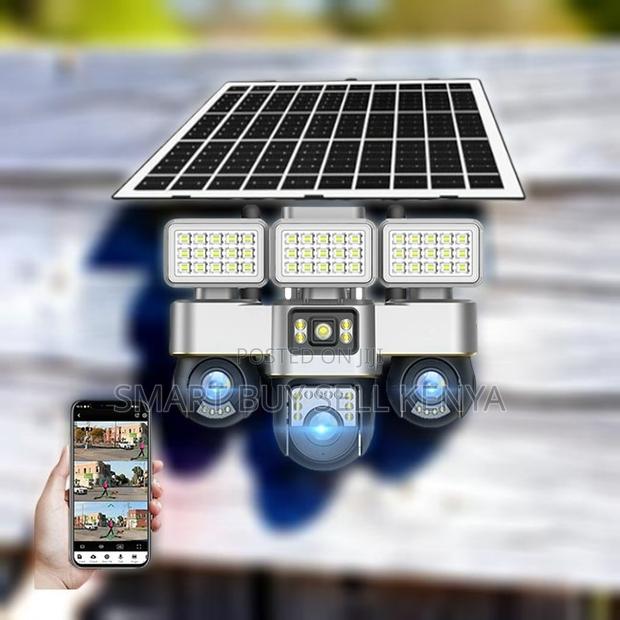 Remote Control 30mp 4g Triple Lens Solar Camera With Solar Flood Light