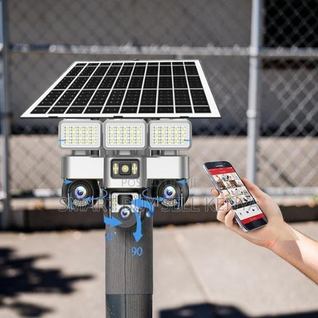 PTZ Pan Tilt Zoom 30mp 4g Triple Lens Solar Camera Solar Flood Lights