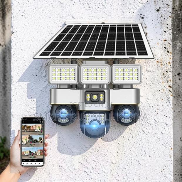360° Wide Coverage 30mp 4g Triple Lens Solar Camera Solar Flood Light