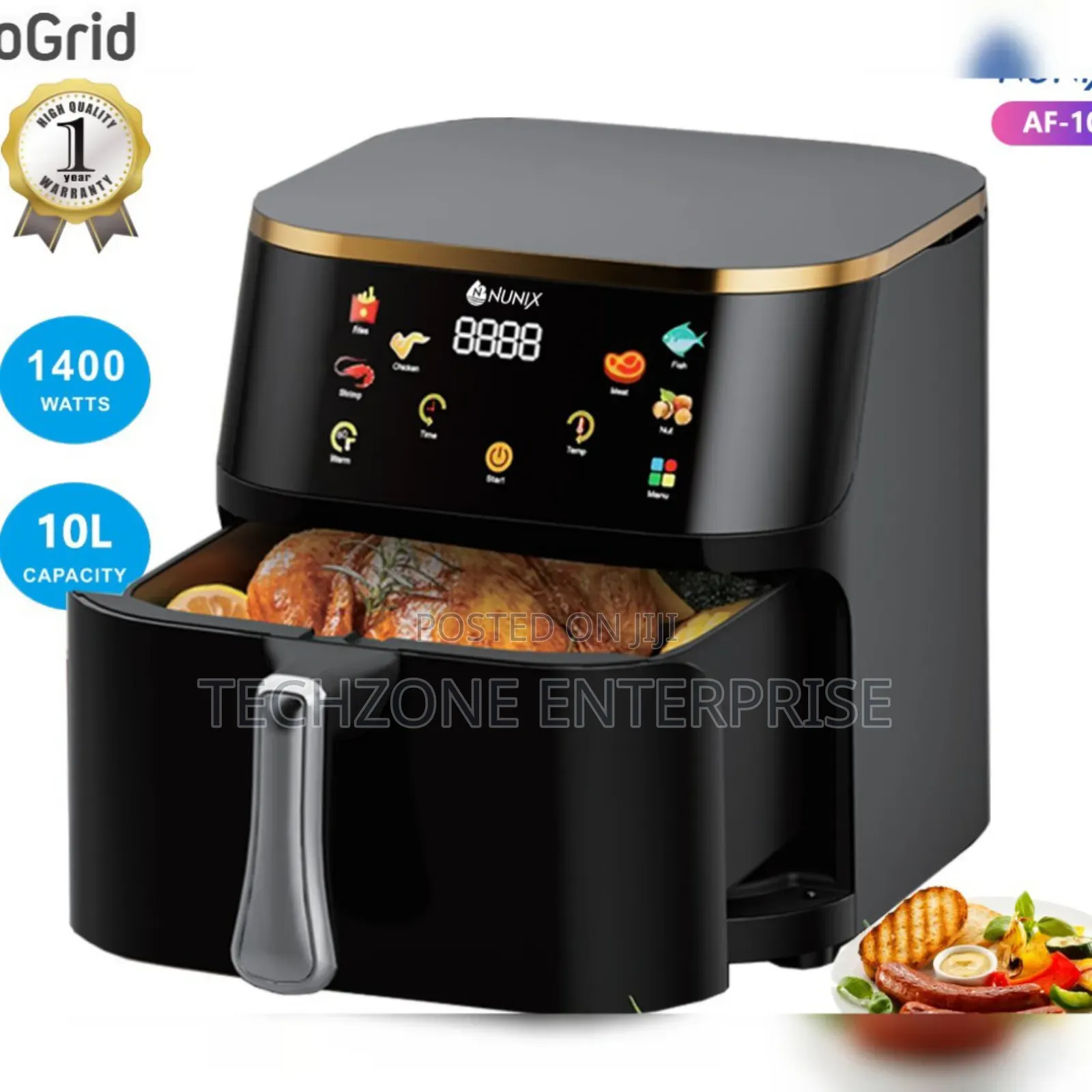Nunix 10l Digital Air Fryer With Digital Touch Panel 