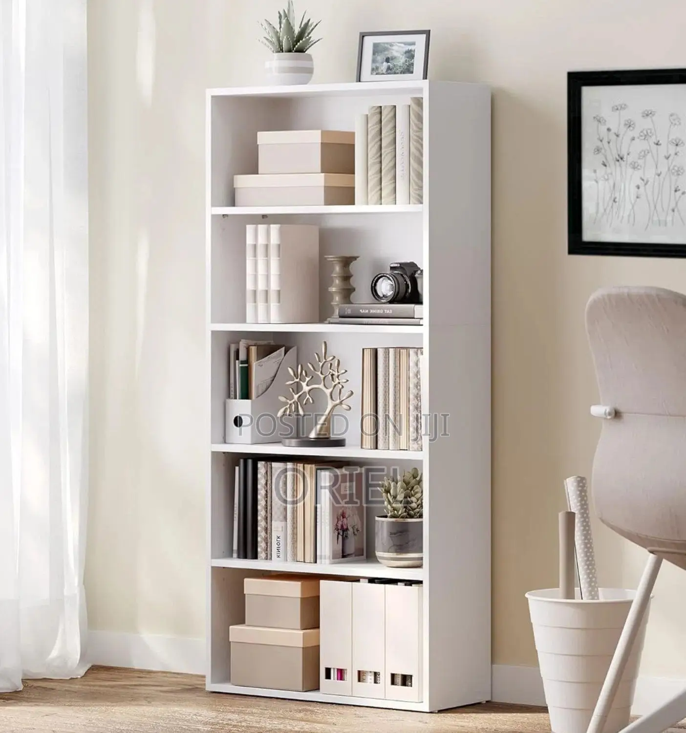 Book Shelfs :- Modern 5-Tier Corner Bookshelf for Small Spaces