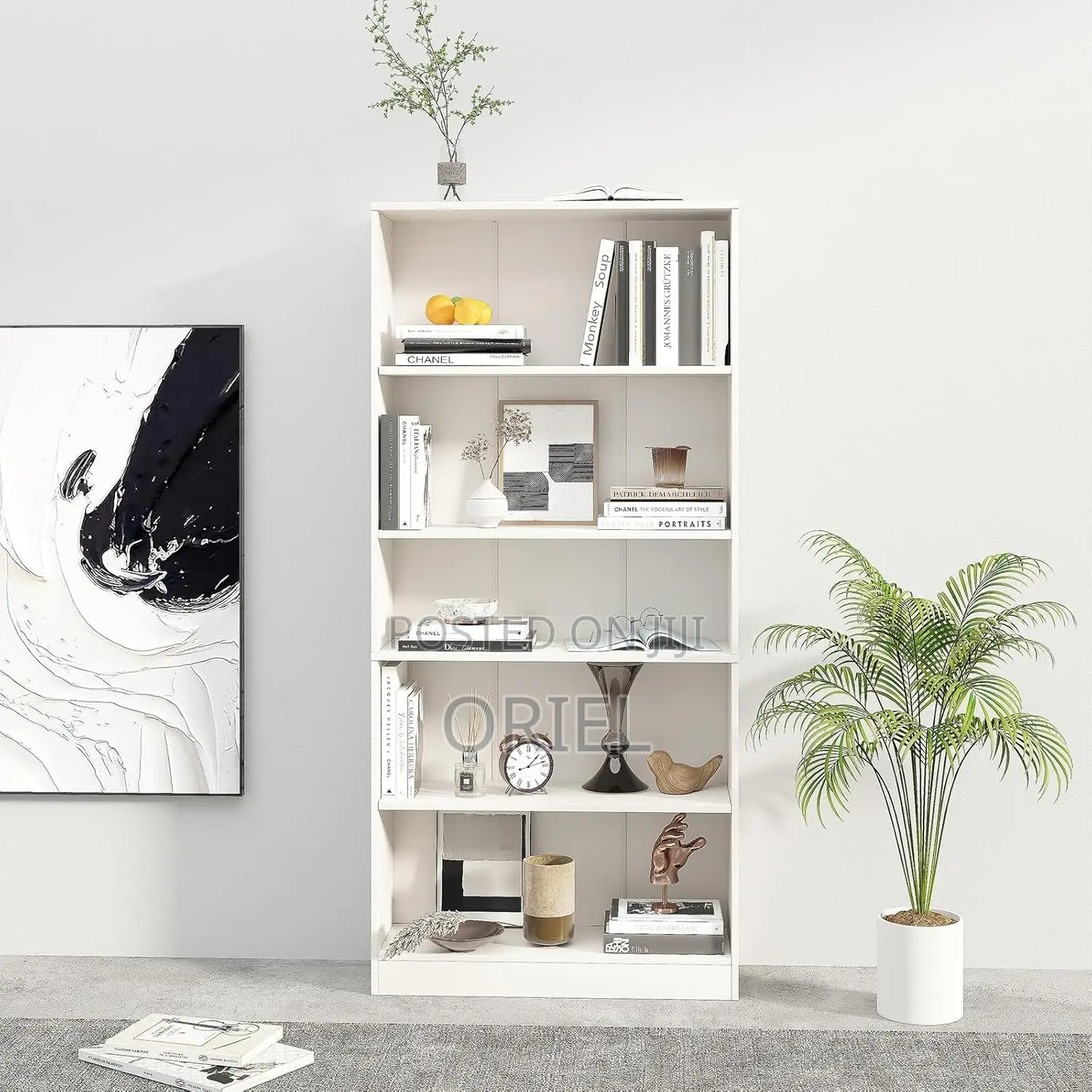 Book Shelfs :- Modern 5-Tier Corner Bookshelf for Small Spaces