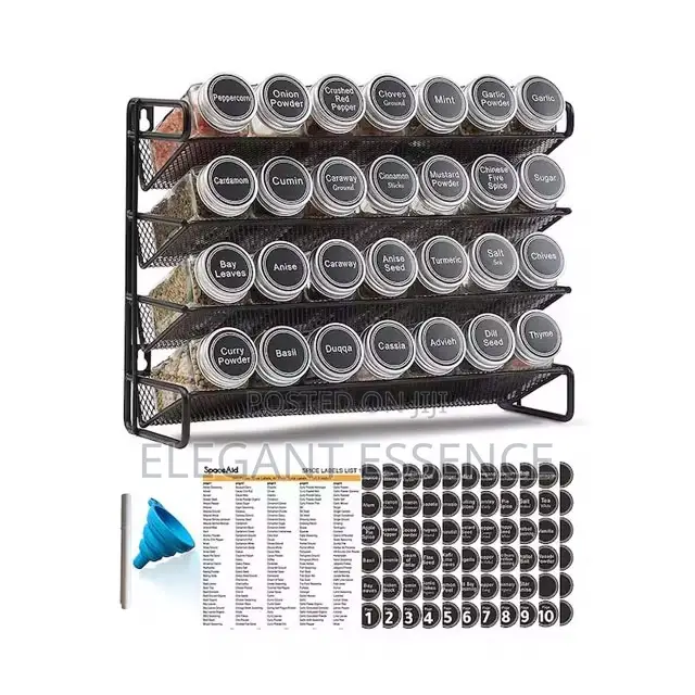 4 Layer Rack With 28pcs Bottles With Labels and White Pen