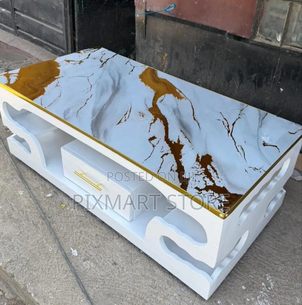 Modern Executive Marble Coffee Table – Luxury Living Room Centerpiece - main view