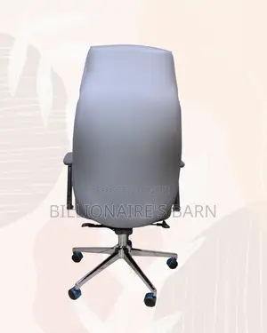Grey Executive Leather Office Chair High Back Chrome