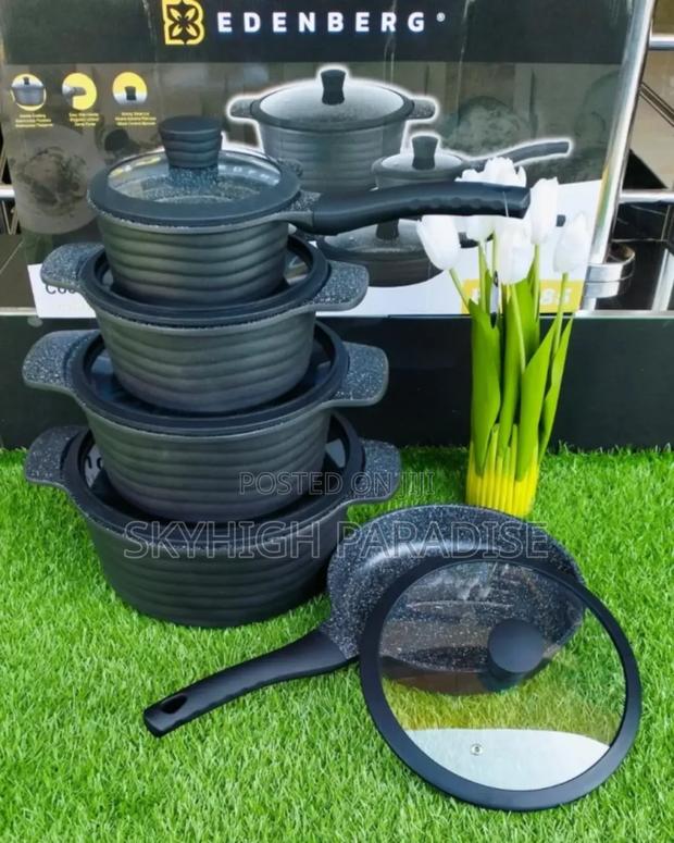 *Edenburg 10pc Cookware Set(Black)Induction Enabled