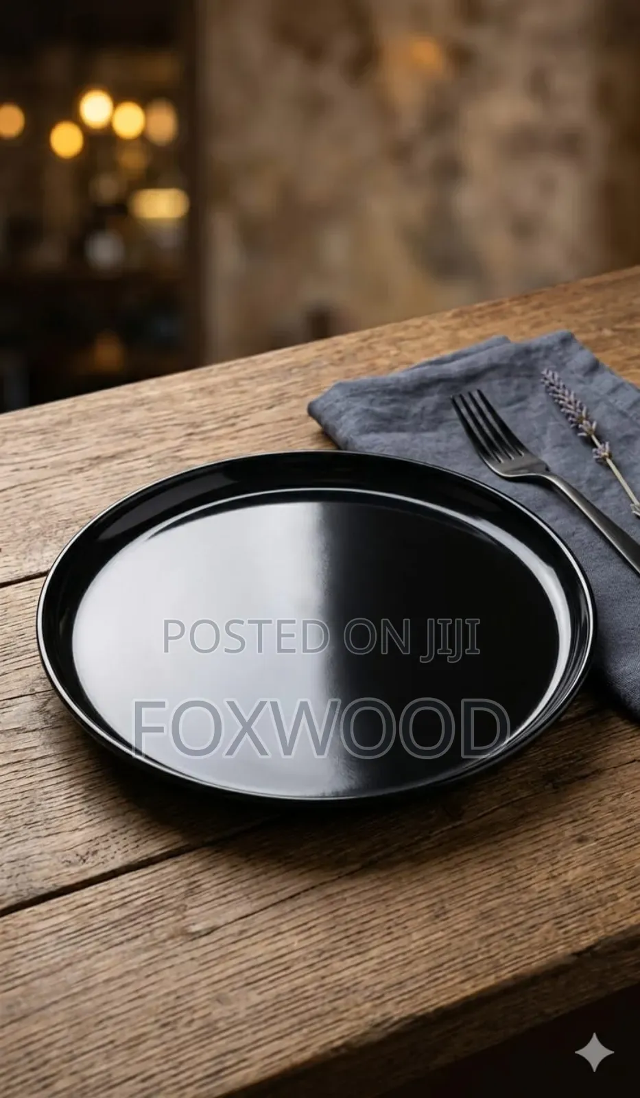 Ceramic Round Black Platter 10.5'