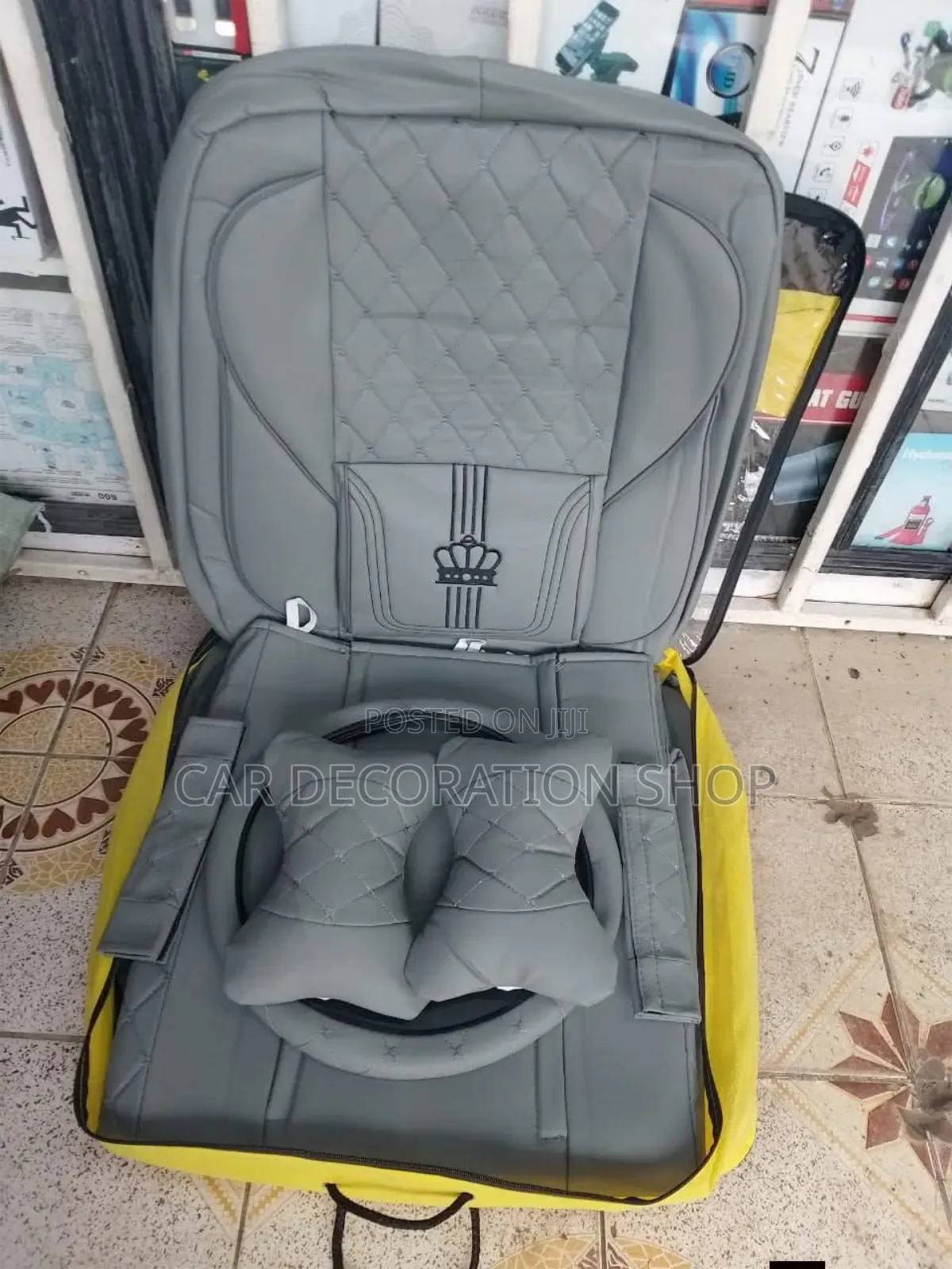 Grey Elegant Synthetic Leather Car Seat Cover