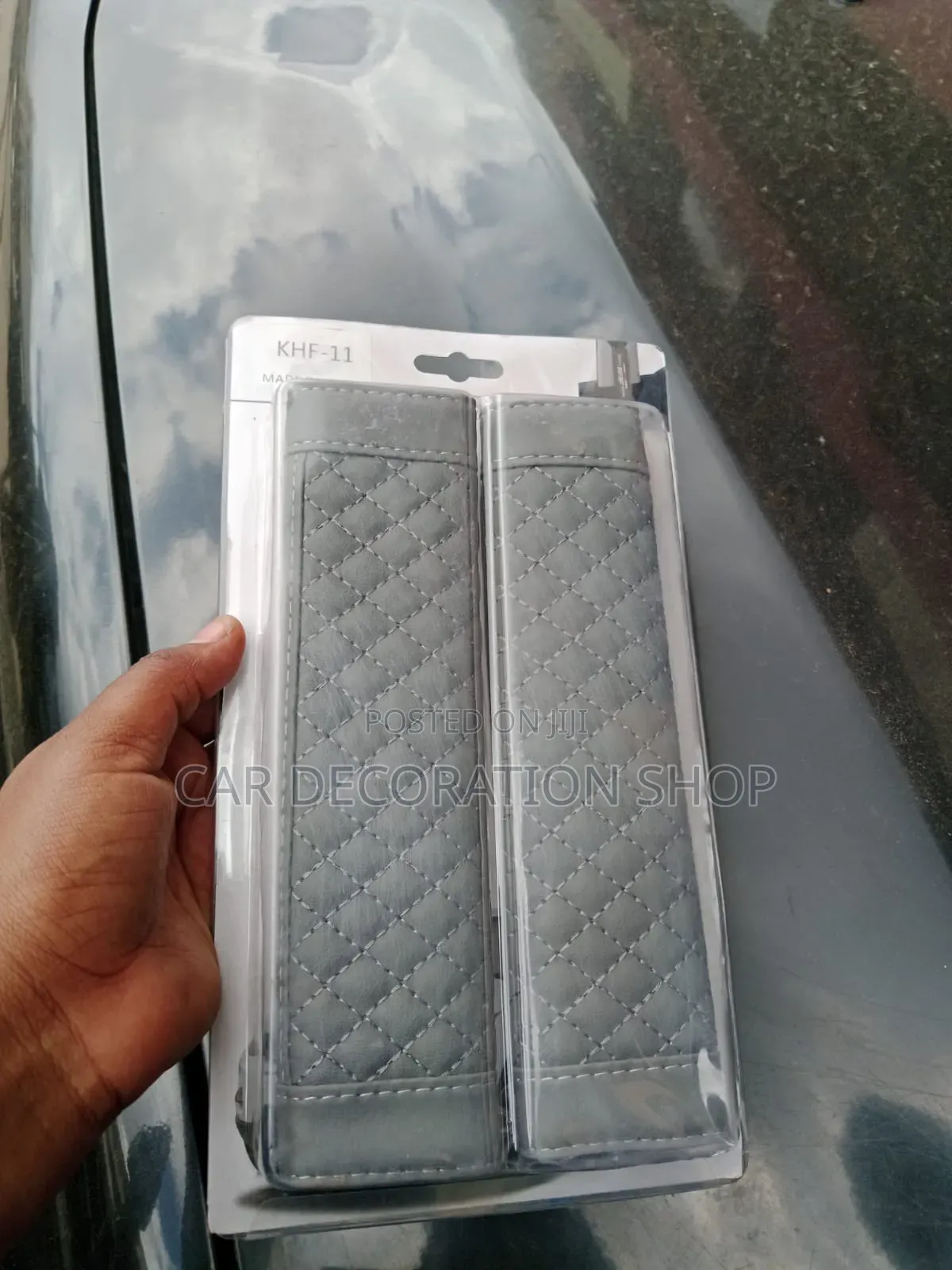2x Grey Pu Leather Safety Belt Covers
