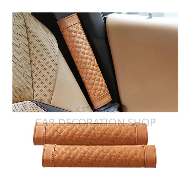 2pc Pack Brown Seat Belt Pad Protector - main view