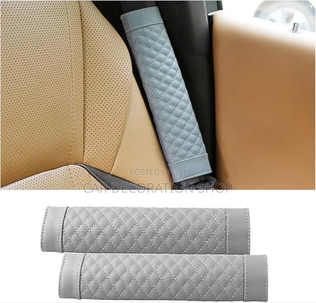 2x Grey Soft Durable Leather Seat Shoulder Strap Pad