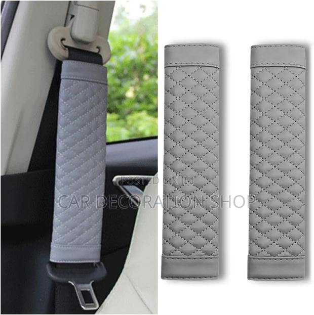 Grey 2pc Comfortable Soft Plush Car Shoulder Pad - main view