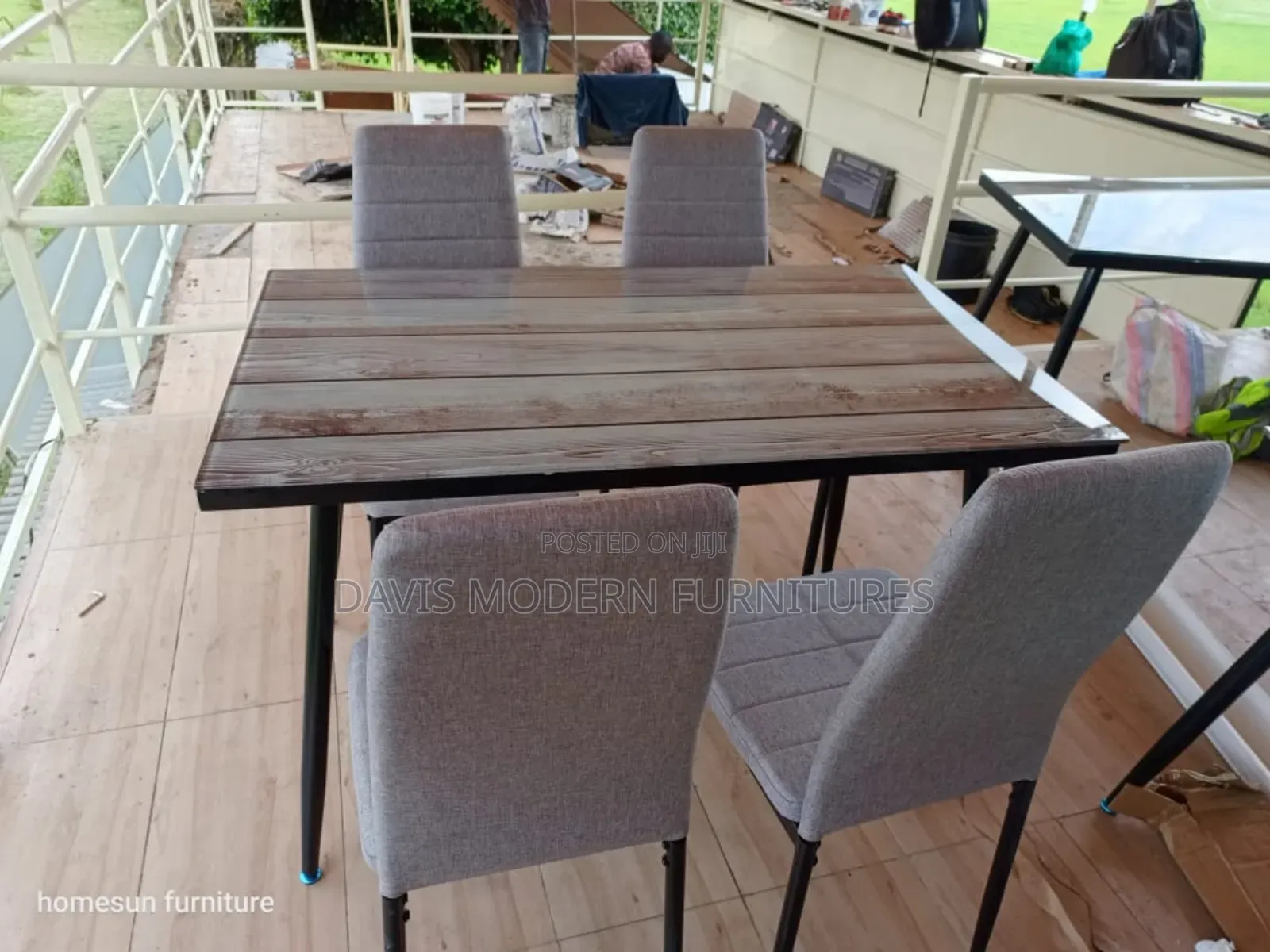 Dinning Table With Gray Upholstered Chair