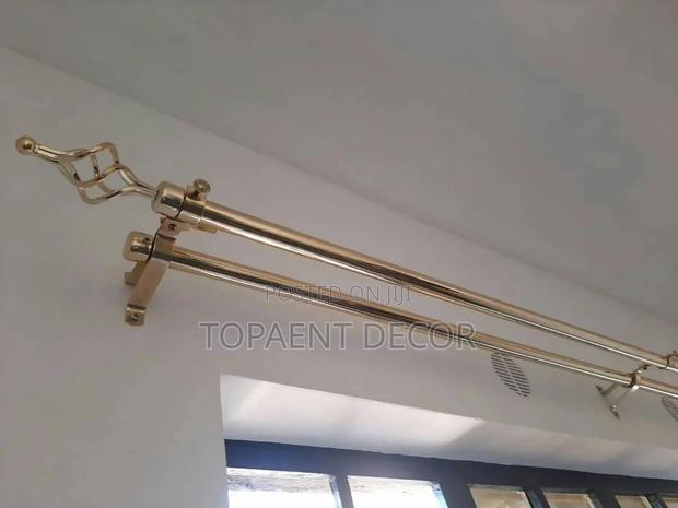 Quality Drilled Gold 3m Double Window Rod With Accessories