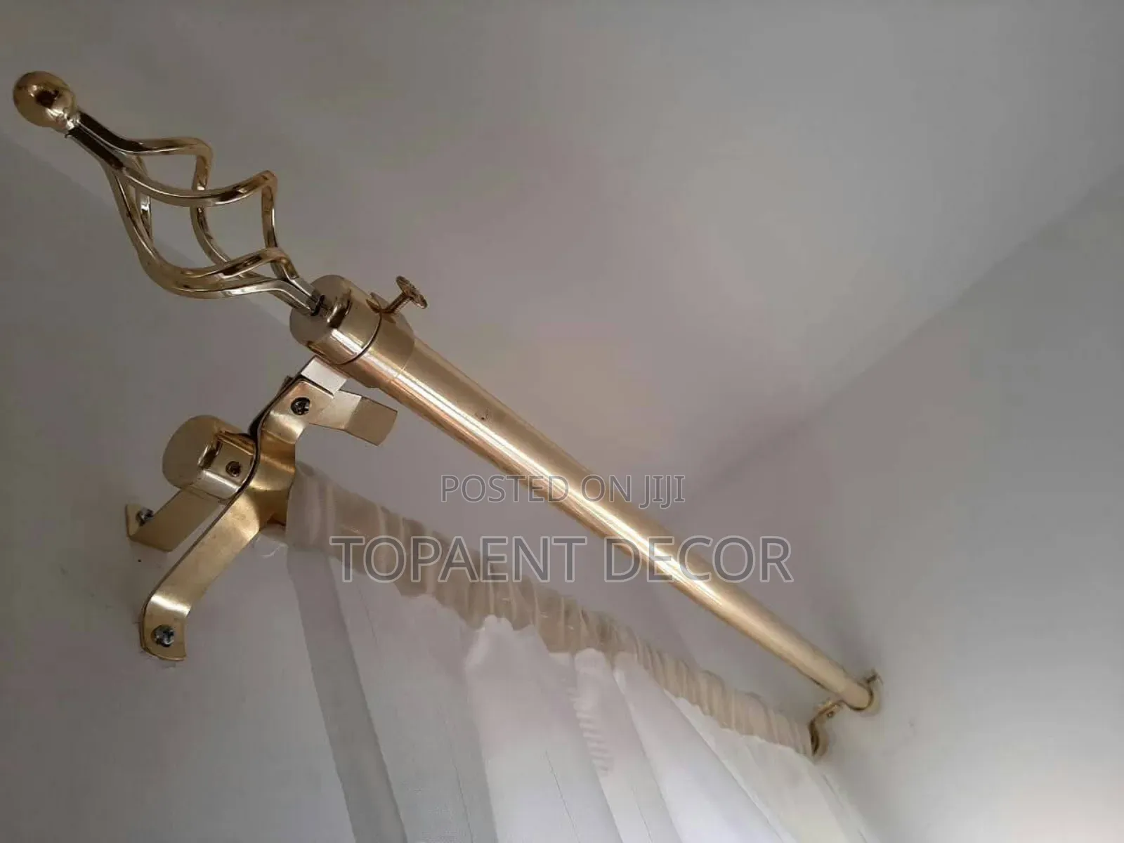 2m Curtain and Sheer Gold Adjustable Window Rod
