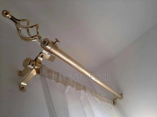 2m Curtain and Sheer Gold Adjustable Window Rod