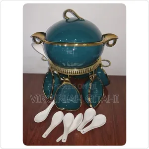 Jcc8434-L1 16pc Ceramic Soup Set on Golden Stand *