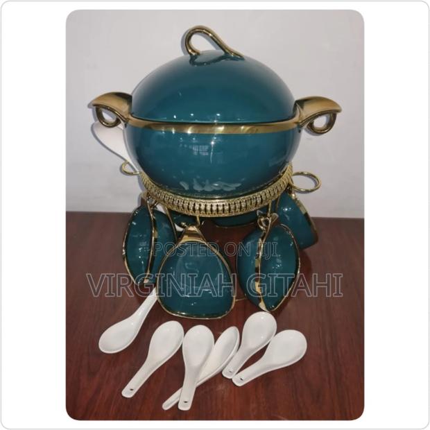 Jcc8434-L1 16pc Ceramic Soup Set on Golden Stand *