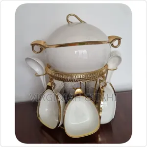 Jcc8434-L1 16pc Ceramic Soup Set on Golden Stand *