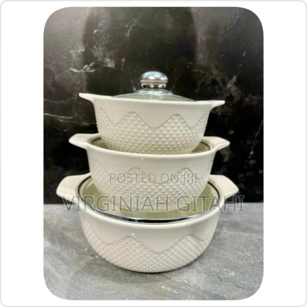 Cream White 3in1 Ceramic Serving Dish Casseroles