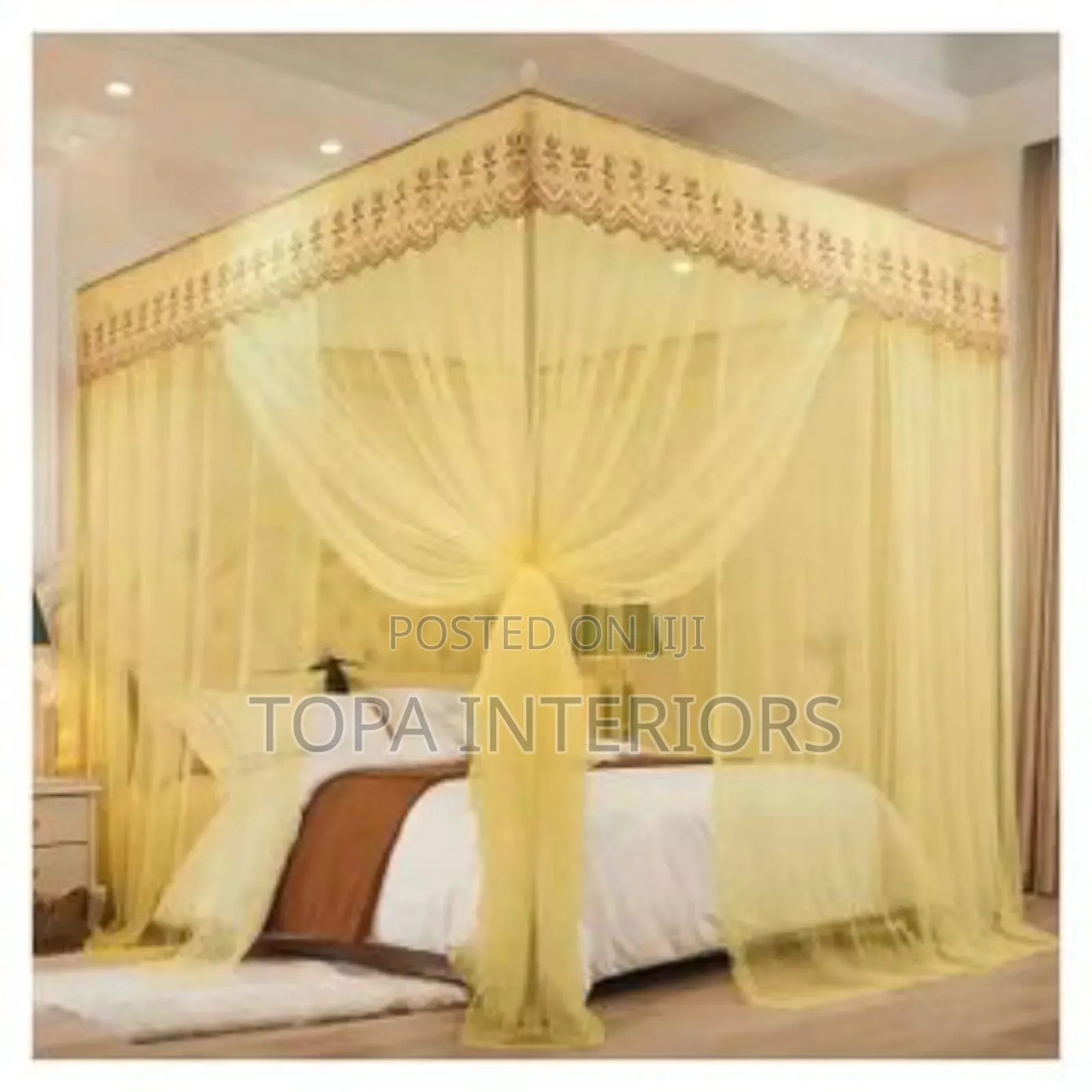 Cream Square Mosquito Nets for All Sizes 4x6, 5x6 and 6x6 Bed Net