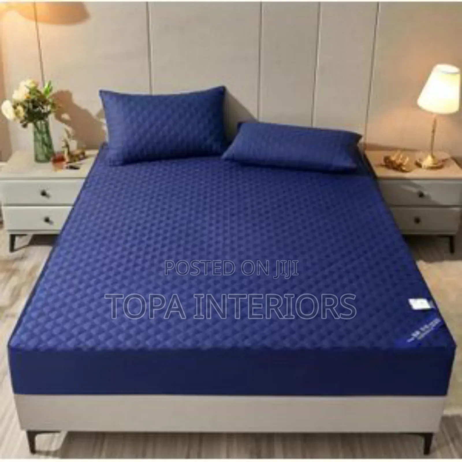 Dark Blue or Navy Blue Quilted Waterproof Fitted Mattress Covers