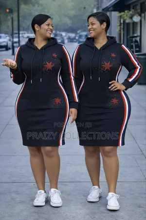 Trendy Quality Hoodie Dress With Stripes