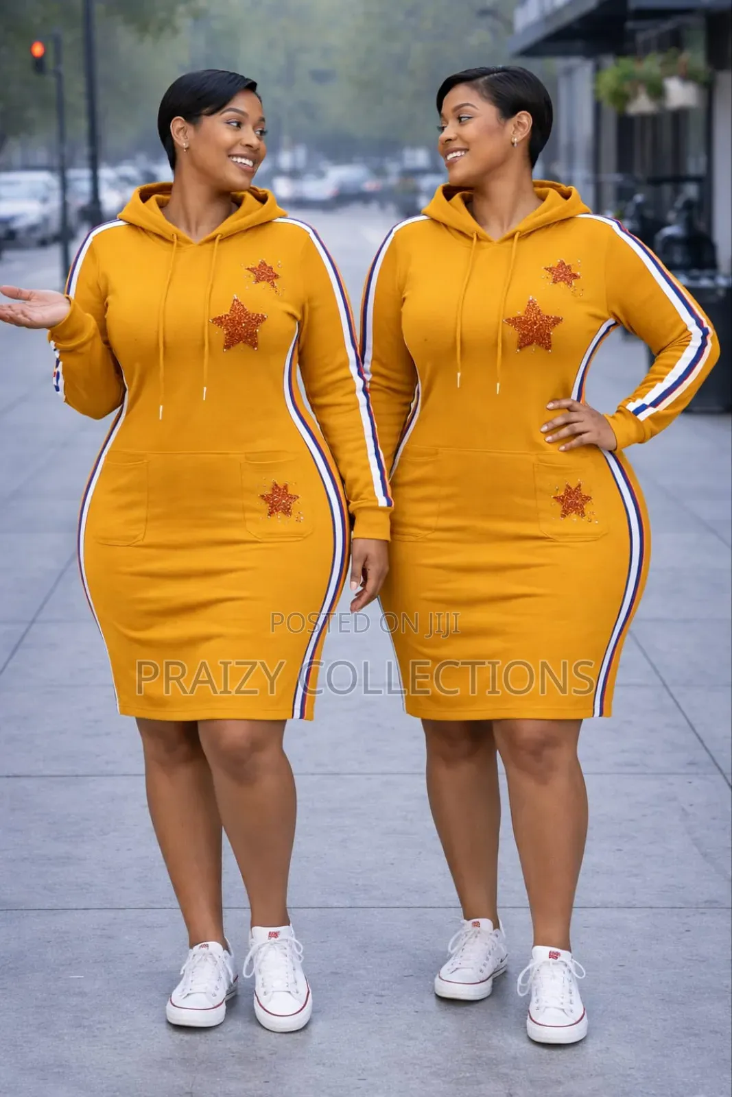 Trendy Quality Hoodie Dress With Stripes