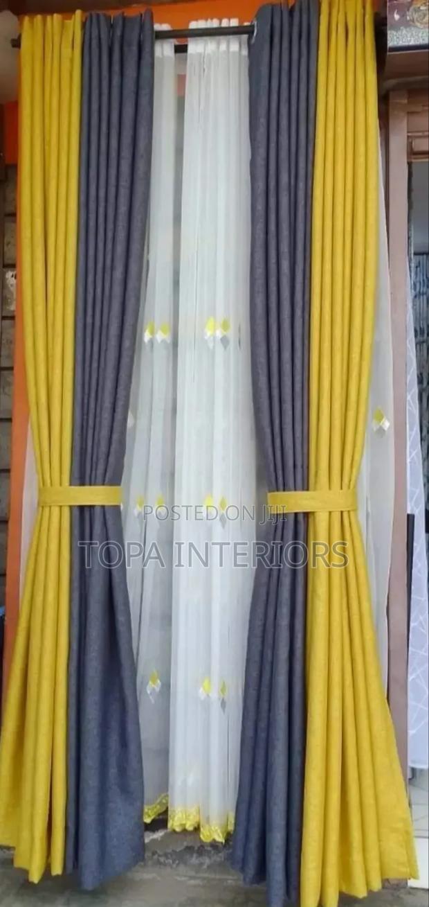 Linen Curtains Grey and Yellow Blended Window Curtains