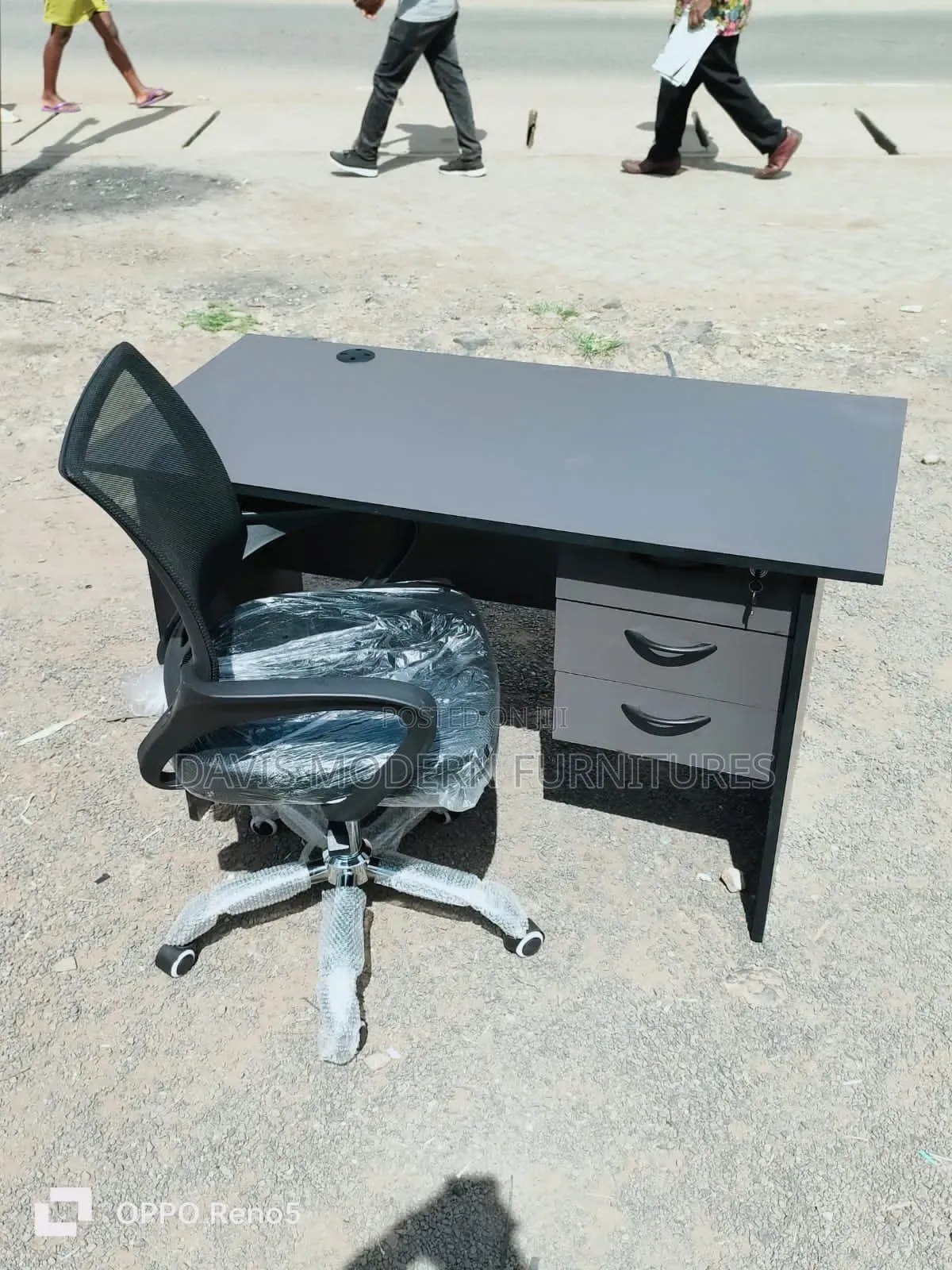 A Black Rectangular Office Desk