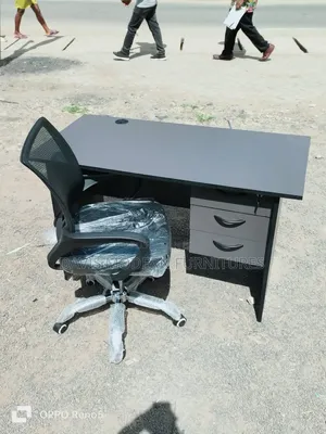 A Black Rectangular Office Desk